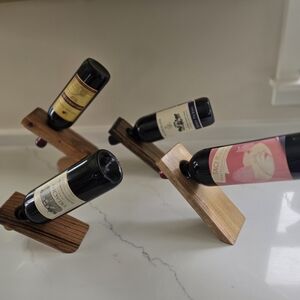 Wooden Balancing Wine Bottle Holder - Brown